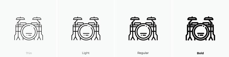 drums icon. Thin, Light, Regular And Bold style design isolated on white background vector