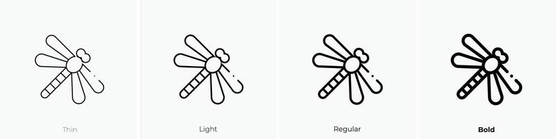 dragonfly icon. Thin, Light, Regular And Bold style design isolated on white background vector