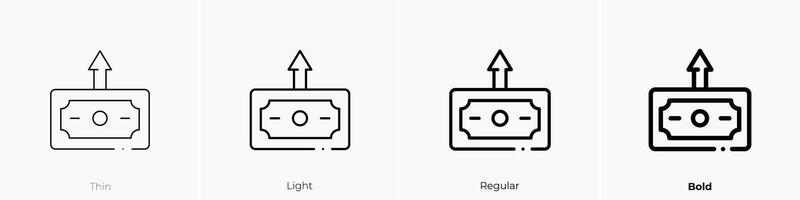 dollar bill icon. Thin, Light, Regular And Bold style design isolated on white background vector