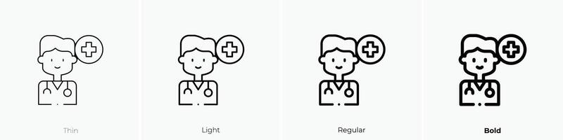 doctor icon. Thin, Light, Regular And Bold style design isolated on white background vector