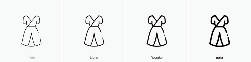 dress icon. Thin, Light, Regular And Bold style design isolated on white background vector