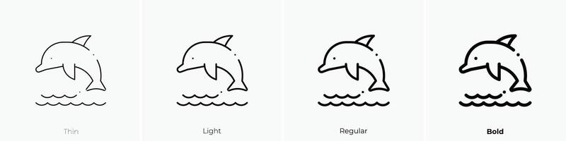 dolphin icon. Thin, Light, Regular And Bold style design isolated on white background vector