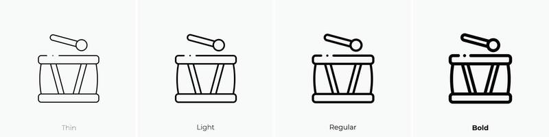 drum icon. Thin, Light, Regular And Bold style design isolated on white background vector