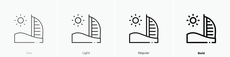 dubai icon. Thin, Light, Regular And Bold style design isolated on white background vector