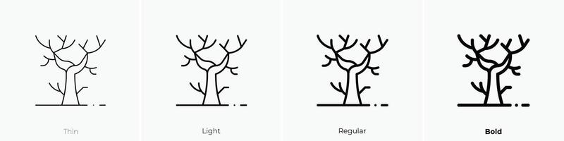 dry tree icon. Thin, Light, Regular And Bold style design isolated on white background vector