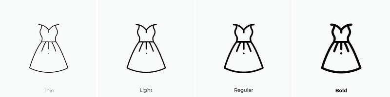 dress icon. Thin, Light, Regular And Bold style design isolated on white background vector