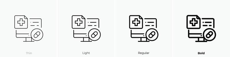 drug icon. Thin, Light, Regular And Bold style design isolated on white background vector