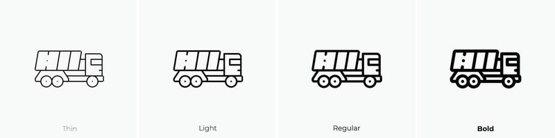 dump truck icon. Thin, Light, Regular And Bold style design isolated on white background vector