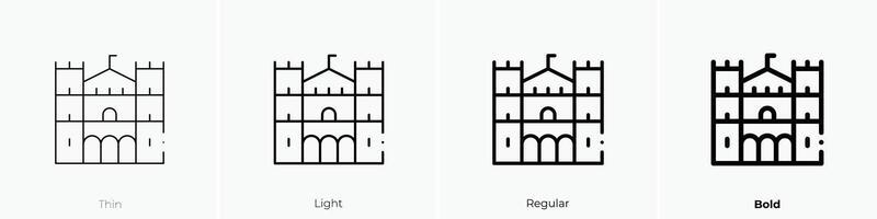 duomo di monreale icon. Thin, Light, Regular And Bold style design isolated on white background vector