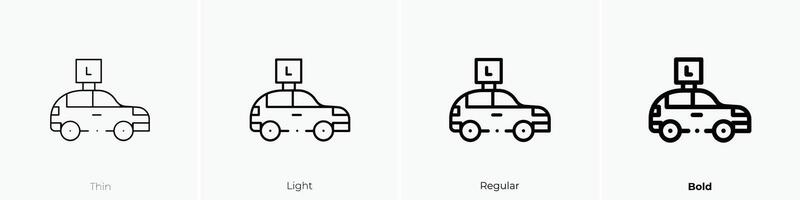 driving school icon. Thin, Light, Regular And Bold style design isolated on white background vector