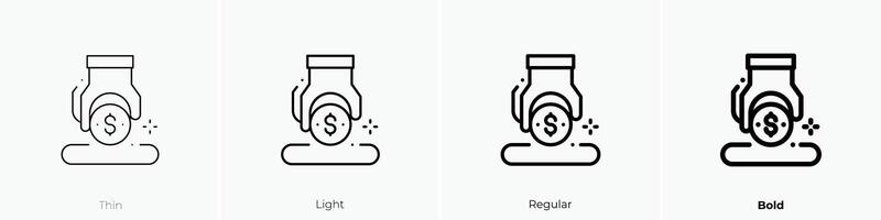 donation icon. Thin, Light, Regular And Bold style design isolated on white background vector