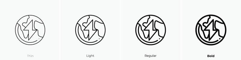 earth icon. Thin, Light, Regular And Bold style design isolated on white background vector