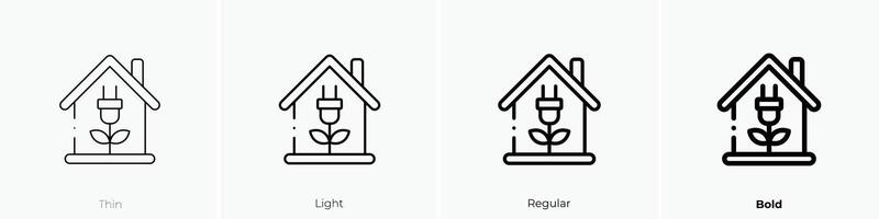 eco house icon. Thin, Light, Regular And Bold style design isolated on white background vector