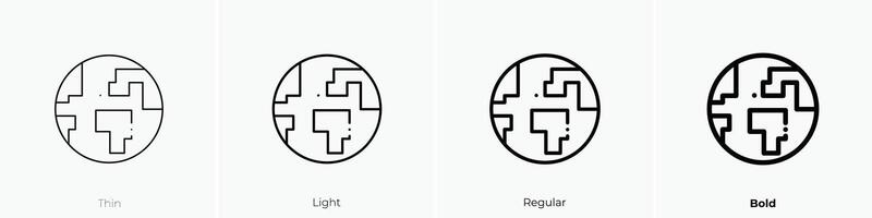 earth icon. Thin, Light, Regular And Bold style design isolated on white background vector