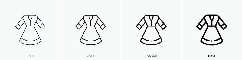 dress icon. Thin, Light, Regular And Bold style design isolated on white background vector