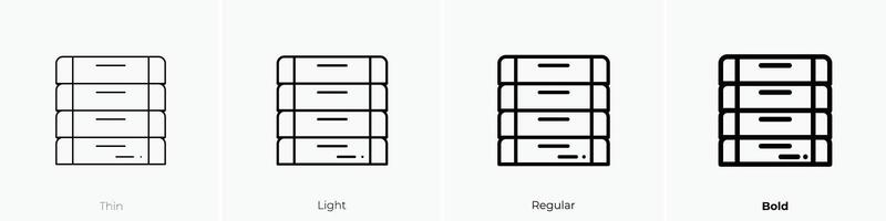 drawers icon. Thin, Light, Regular And Bold style design isolated on white background vector