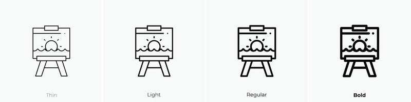 easel icon. Thin, Light, Regular And Bold style design isolated on white background vector