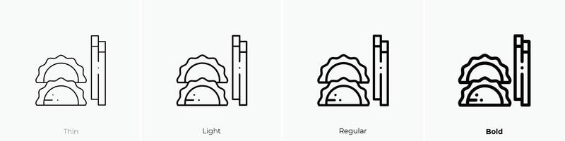 dumpling icon. Thin, Light, Regular And Bold style design isolated on white background vector