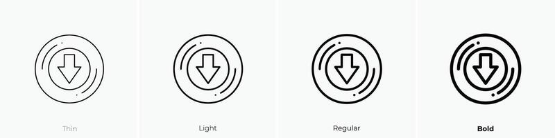 down arrow icon. Thin, Light, Regular And Bold style design isolated on white background vector