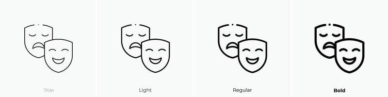 drama icon. Thin, Light, Regular And Bold style design isolated on white background vector