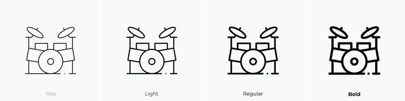 drum set icon. Thin, Light, Regular And Bold style design isolated on white background vector
