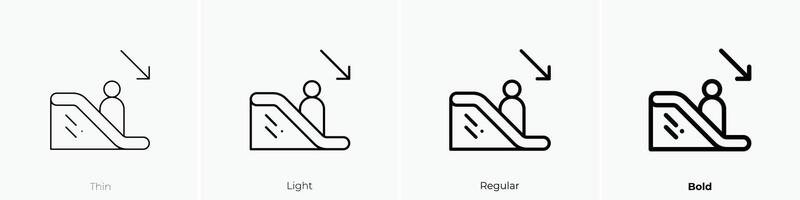 down icon. Thin, Light, Regular And Bold style design isolated on white background vector