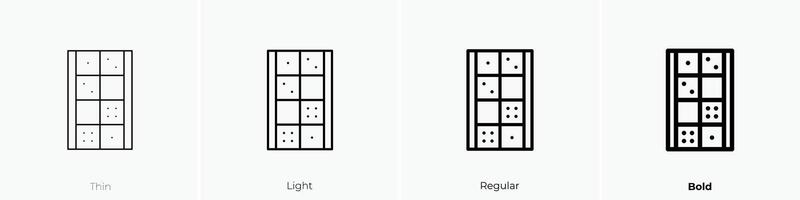 dominoes icon. Thin, Light, Regular And Bold style design isolated on white background vector
