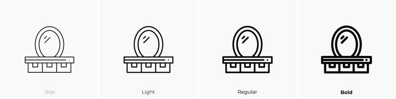 dressing table icon. Thin, Light, Regular And Bold style design isolated on white background vector