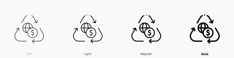 economy icon. Thin, Light, Regular And Bold style design isolated on white background vector