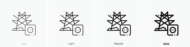 electricity icon. Thin, Light, Regular And Bold style design isolated on white background vector