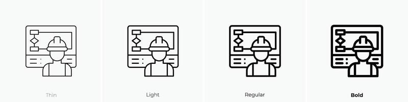 engineer icon. Thin, Light, Regular And Bold style design isolated on white background vector