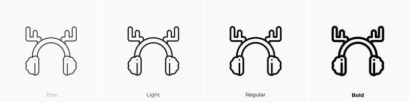 earmuffs icon. Thin, Light, Regular And Bold style design isolated on white background vector