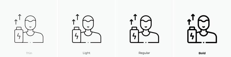 energy icon. Thin, Light, Regular And Bold style design isolated on white background vector