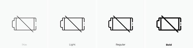 empty battery icon. Thin, Light, Regular And Bold style design isolated on white background vector