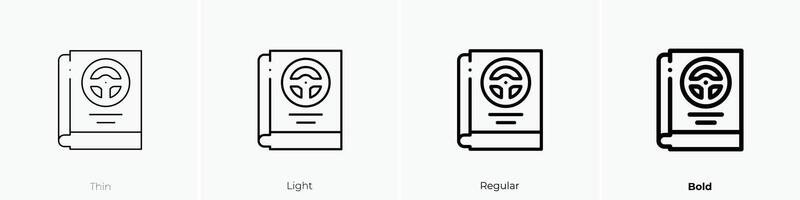 driving icon. Thin, Light, Regular And Bold style design isolated on white background vector