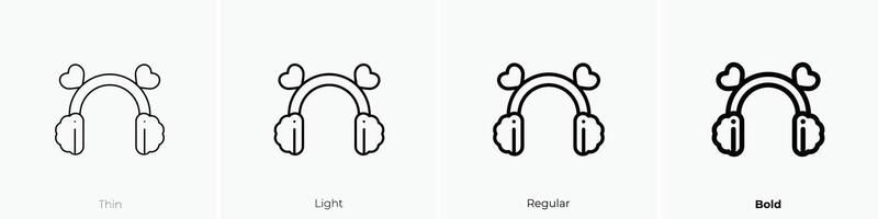 earmuffs icon. Thin, Light, Regular And Bold style design isolated on white background vector
