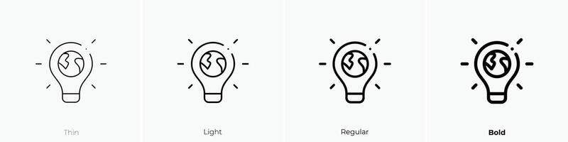 earth hour icon. Thin, Light, Regular And Bold style design isolated on white background vector