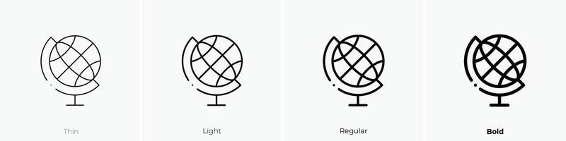 earth globe icon. Thin, Light, Regular And Bold style design isolated on white background vector