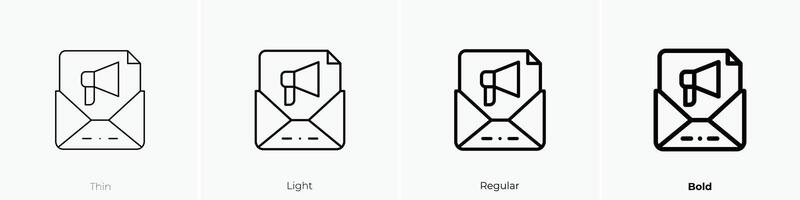 email marketing icon. Thin, Light, Regular And Bold style design isolated on white background vector