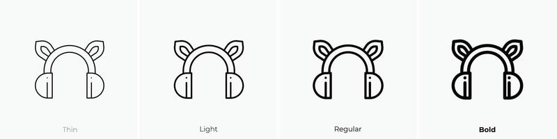 earmuffs icon. Thin, Light, Regular And Bold style design isolated on white background vector