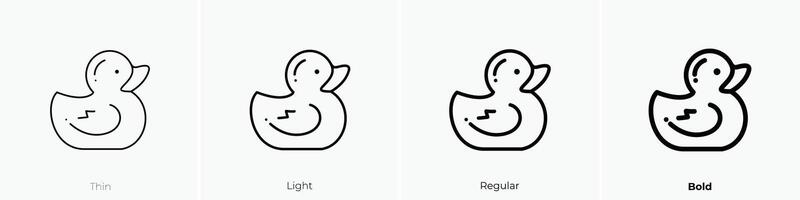 ducky icon. Thin, Light, Regular And Bold style design isolated on white background vector