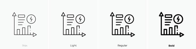energy costs icon. Thin, Light, Regular And Bold style design isolated on white background vector
