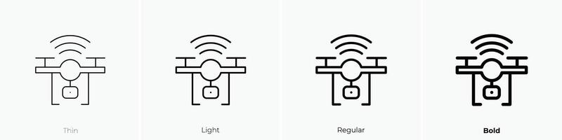 drone icon. Thin, Light, Regular And Bold style design isolated on white background vector