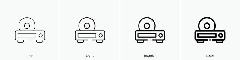dvd player icon. Thin, Light, Regular And Bold style design isolated on white background vector