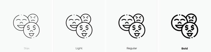 emoji icon. Thin, Light, Regular And Bold style design isolated on white background vector