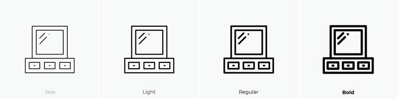 dressing table icon. Thin, Light, Regular And Bold style design isolated on white background vector