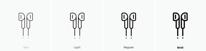 earphones icon. Thin, Light, Regular And Bold style design isolated on white background vector