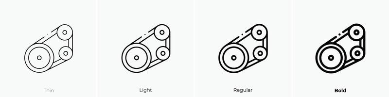 drive belt icon. Thin, Light, Regular And Bold style design isolated on white background vector