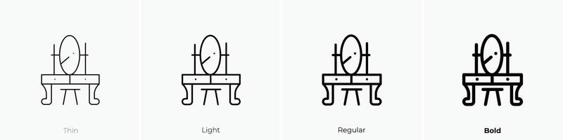 dressing table icon. Thin, Light, Regular And Bold style design isolated on white background vector