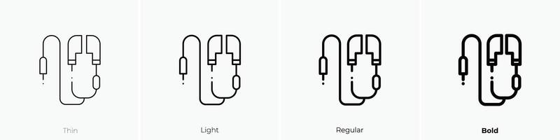 earphone icon. Thin, Light, Regular And Bold style design isolated on white background vector